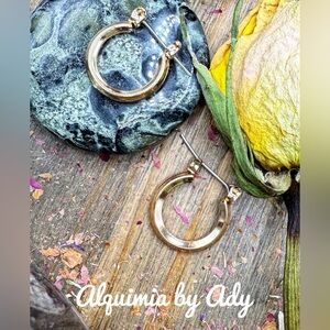 Mini earrings gold steel hoops